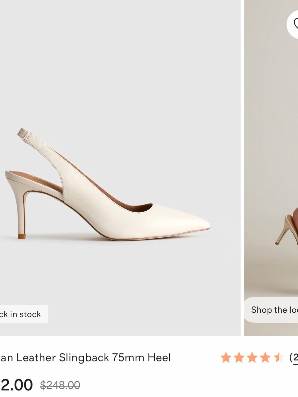 Quince Women's Cream Leather Slingback 75mm Heel 9.5